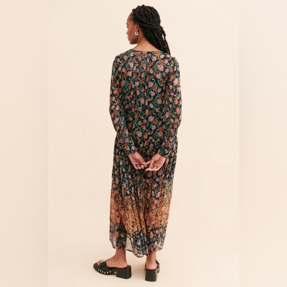 Free People Black Floral Maxi Dress with Green and Rust Accents - Picture 2 of 10